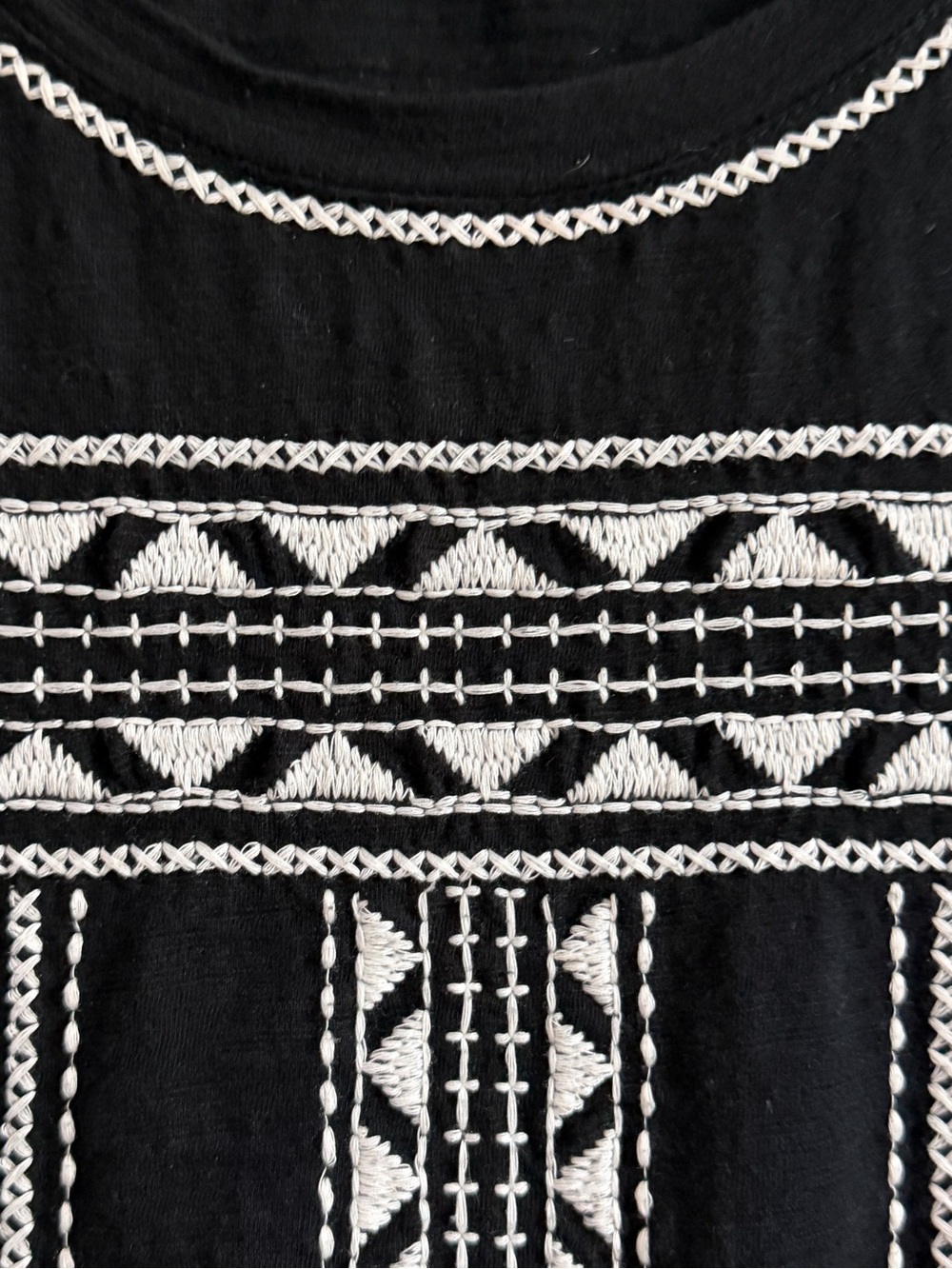 Lucky Brand M Black White Embroidered Boho Geometric Peasant - Picture 5 of 5